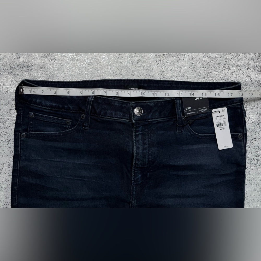EXPRESS Men’s Skinny Hyper Stretch Jeans 34x30 Dark Wash - Picture 8 of 15